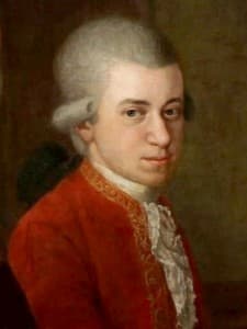 Wolfgang Amadeus Mozart, Detail aus einem Gemälde von Johann Nepomuk della Croce (ca. 1781)